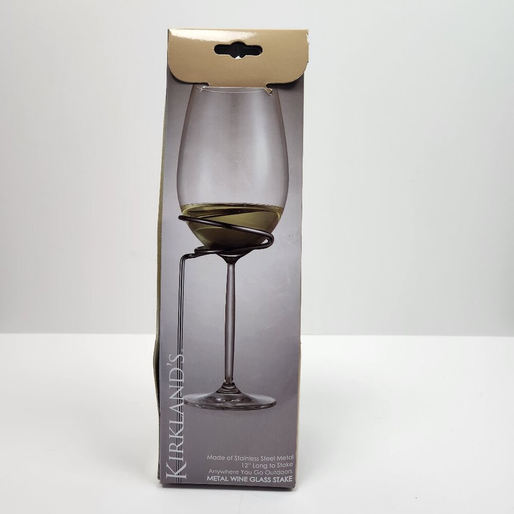 Kirkland's - Chrome Stakes For 2 Wine Glasses - 12" tall - outdoors beach